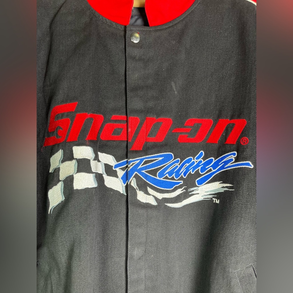 Vintage Snap-On Racing Men’s XL twill jacket embroidered red blk mechanic Y2K - Picture 2 of 16